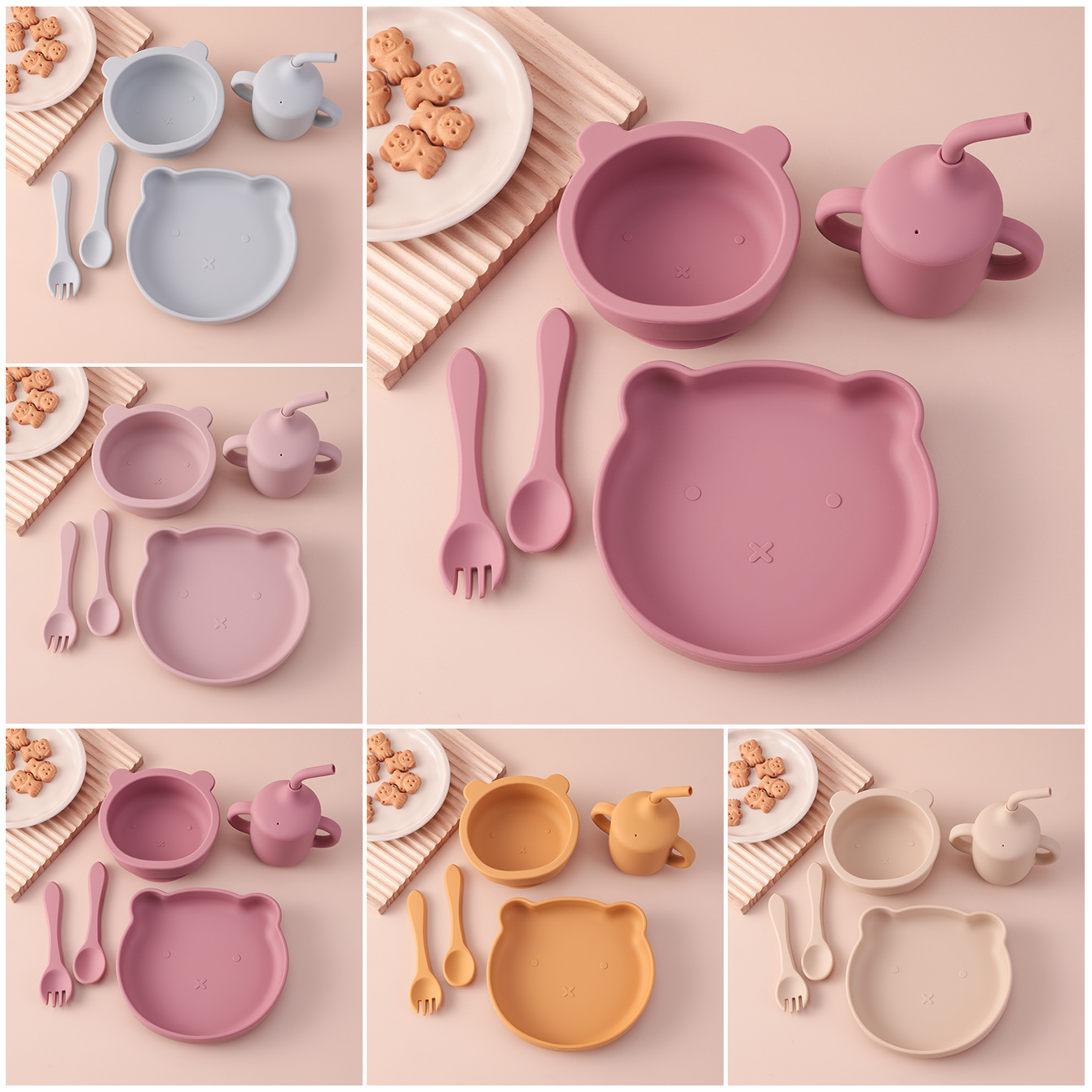 Baby Food Feeder - Color Kids 5PCS Silicone Feeding Set