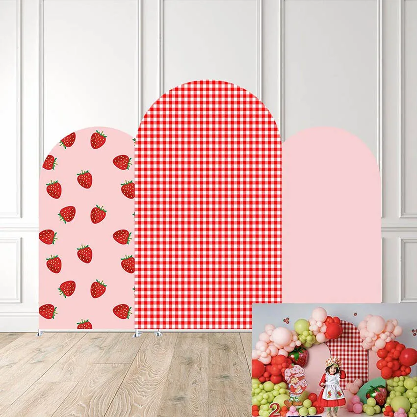 Baby Food Year Old - Strawberry Berry Theme Arched Background Cloth