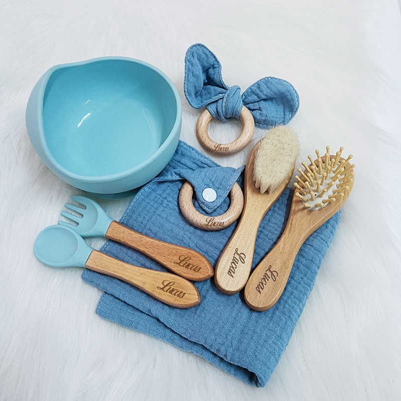Baby Food Feeder - 7PCS/Set Personalized Name Baby Silicone Sucker