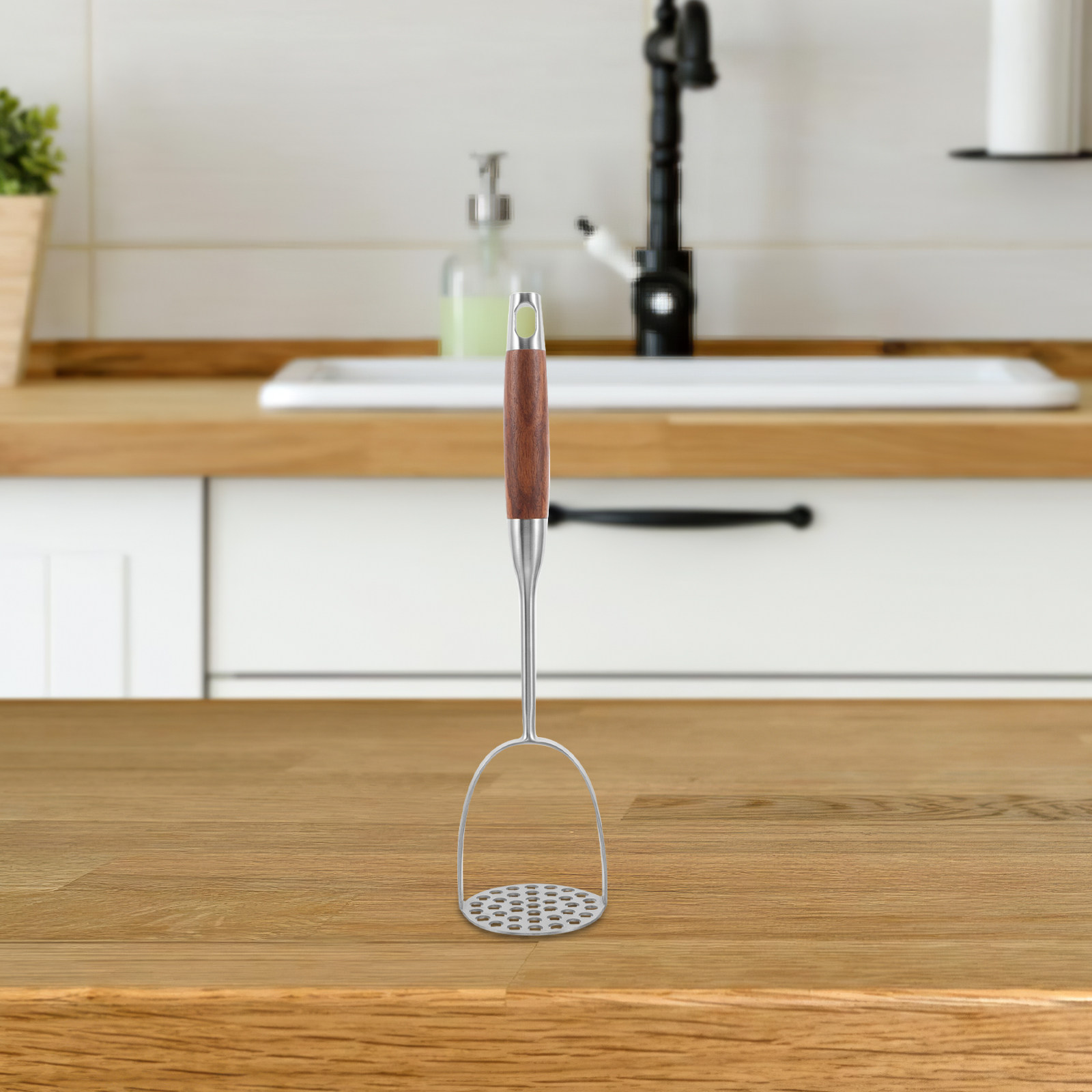 Baby Food With Avocado - Stainless Steel Potato Masher with Wooden