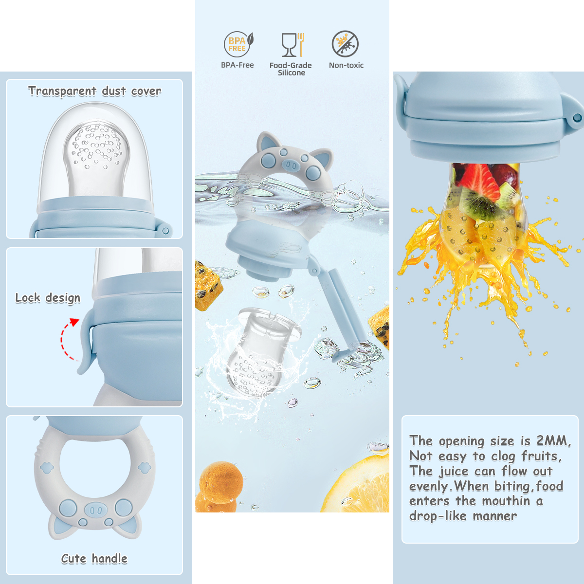 4pcs/set Silicone Fruit & Vege - Baby Food Feeder 评论和价格